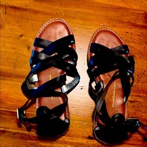 GAP Black Strappy Sandals with Intricate Design